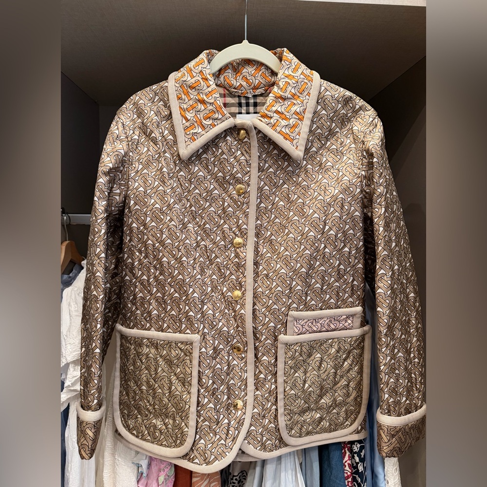 Burberry Monogram Print Quilted Silk Jacket, Price FIRM